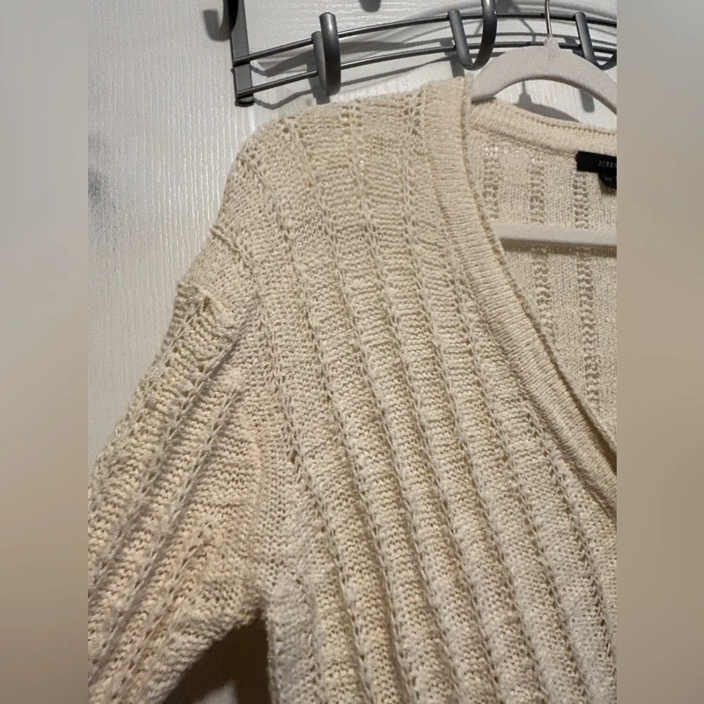J. Crew Point Sur open‎ knit cardigan women’s XS boxy cream coastal cowgirl boho